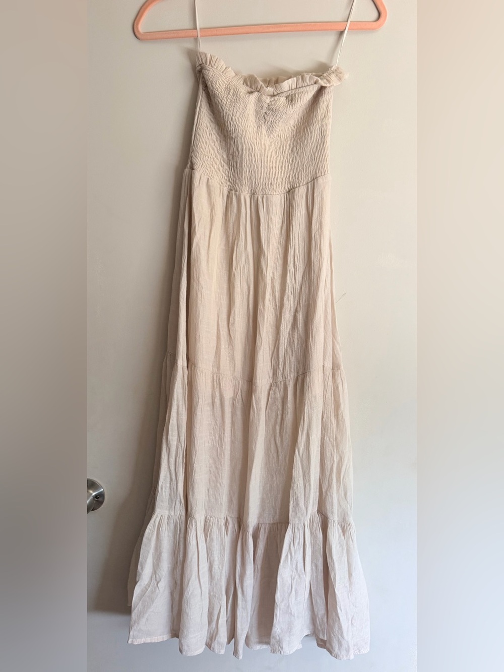 Strapless Maxi Tiered Dress in Cream